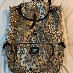 Victoria secret pink sequin cheetah backpack